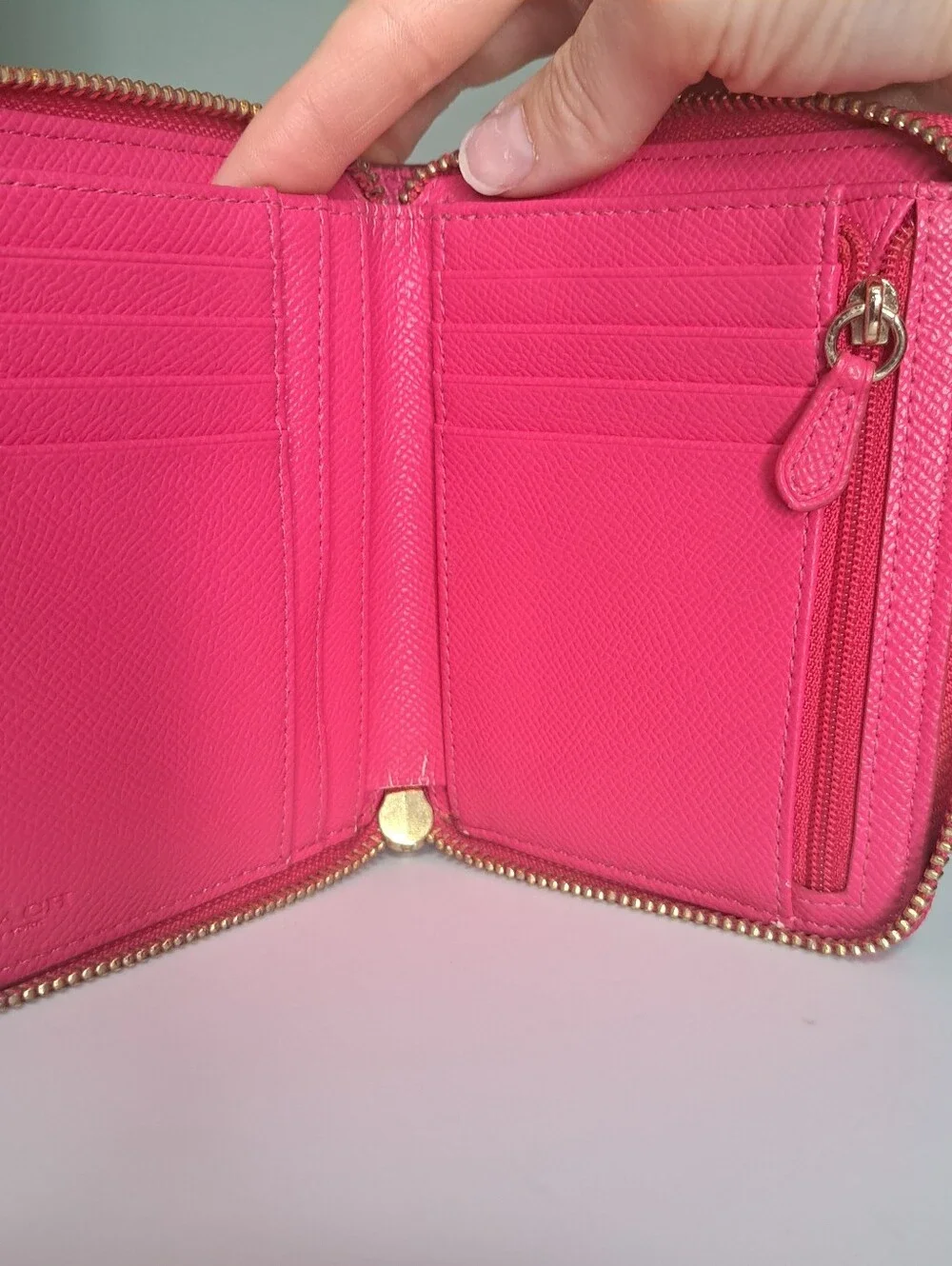 Coach Pebbled Leather Zip Around Wallet Pink NWOT